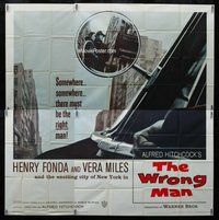 n273 WRONG MAN six-sheet movie poster '57 Henry Fonda, Miles, Hitchcock
