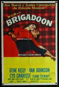 n634 BRIGADOON Argentinean movie poster '54 Gene Kelly, Charisse