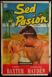 n651 COME ON Argentinean movie poster '56 Anne Baxter, Hayden