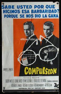 n652 COMPULSION Argentinean movie poster '59 Orson Welles