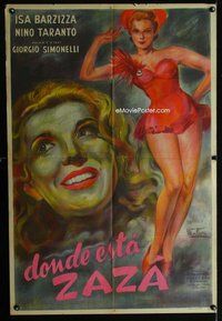 n673 DOVE STA ZAZA Argentinean movie poster '47 sexy Venturi art!