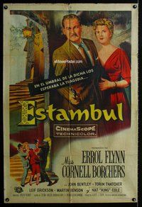 n723 ISTANBUL Argentinean movie poster '57 Errol Flynn in Turkey!