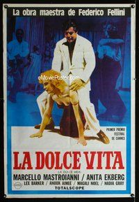 n729 LA DOLCE VITA Argentinean movie poster R80s Fellini, Ekberg