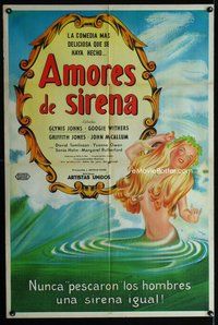 n750 MIRANDA Argentinean movie poster '49 sexy mermaid artwork!