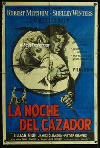 n754 NIGHT OF THE HUNTER Argentinean movie poster '55 Mitchum