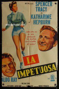 n762 PAT & MIKE Argentinean movie poster '52 Tracy, Kate Hepburn
