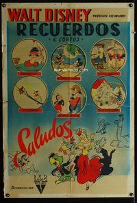 n783 SALUDOS AMIGOS Argentinean one-sheet movie poster '43 Donald Duck