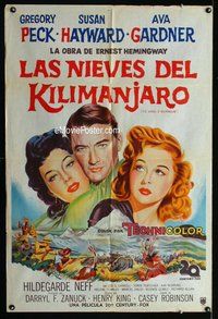 n799 SNOWS OF KILIMANJARO Argentinean movie poster '52 Greg Peck
