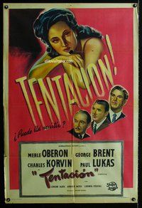 n812 TEMPTATION Argentinean movie poster '46 Merle Oberon, Brent