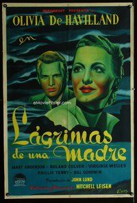 n822 TO EACH HIS OWN Argentinean movie poster '46 cool Essex art!