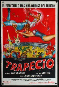 n828 TRAPEZE Argentinean movie poster '56 Lancaster, Lollobrigida