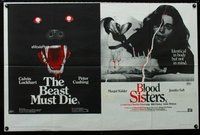 n080 BEAST MUST DIE/SISTERS British quad movie poster '74 horror!