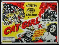 n088 CAT GIRL British quad movie poster R60s Barbara Shelley, horror!
