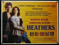 n110 HEATHERS British quad movie poster '89 Winona Ryder, Slater