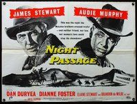 n132 NIGHT PASSAGE British quad movie poster '57 Jimmy Stewart, Audie Murphy