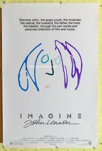 p185 IMAGINE one-sheet movie poster '88 great John Lennon artwork!