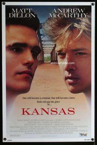 p201 KANSAS one-sheet movie poster '88 Matt Dillon, Andrew McCarthy