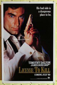 p211 LICENCE TO KILL teaser one-sheet movie poster '89 Timothy Dalton, James Bond