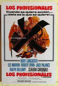p246 PROFESSIONALS Spanish/U.S. one-sheet movie poster R72 Lancaster, Terpning art