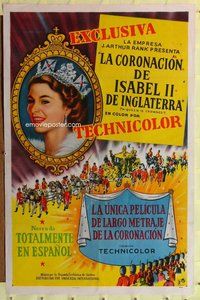 p045 QUEEN IS CROWNED Spanish/U.S. one-sheet movie poster '53 Elizabeth II!