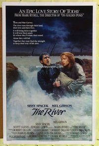 p260 RIVER one-sheet movie poster '84 Mel Gibson, Sissy Spacek, Gehm art!