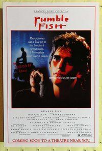 p266 RUMBLE FISH advance one-sheet movie poster '83 Coppola, Matt Dillon