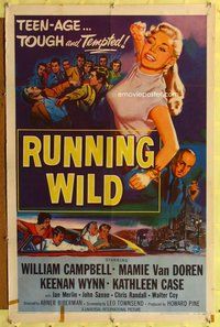 p046 RUNNING WILD one-sheet movie poster '55 sexy tough Mamie Van Doren!