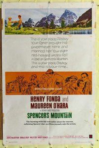 p049 SPENCER'S MOUNTAIN one-sheet movie poster '63 Henry Fonda, O'Hara