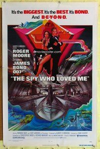 p281 SPY WHO LOVED ME one-sheet movie poster '77 Moore as Bond, Peak art!