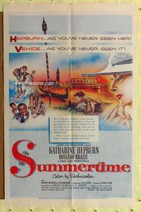 p050 SUMMERTIME one-sheet movie poster '55 Kate Hepburn, Rossano Brazzi