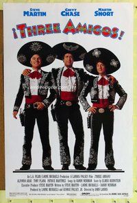 p294 THREE AMIGOS one-sheet movie poster '86 Chevy Chase, Martin, Short