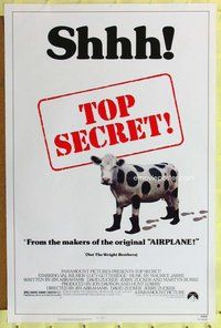 p297 TOP SECRET one-sheet movie poster '84 Val Kilmer spy spoof!