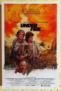 p302 UNDER FIRE one-sheet movie poster '83 Nolte, Hackman, Drew art!
