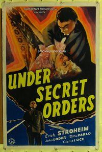 p053 UNDER SECRET ORDERS one-sheet movie poster '43 Erich von Stroheim
