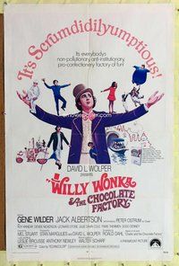 p309 WILLY WONKA & THE CHOCOLATE FACTORY one-sheet movie poster '71 Wilder