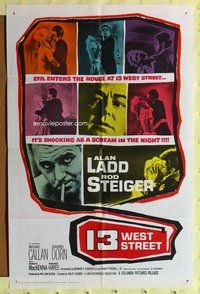 s009 13 WEST STREET one-sheet movie poster '62 Alan Ladd, Rod Steiger