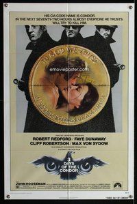 s011 3 DAYS OF THE CONDOR one-sheet movie poster '75 Redford, Dunaway