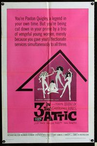 s012 3 IN THE ATTIC one-sheet movie poster '68 Yvette Mimieux, AIP sex!