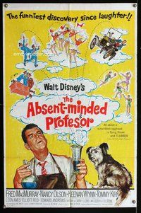 s023 ABSENT-MINDED PROFESSOR one-sheet movie poster '61 Disney, Flubber!