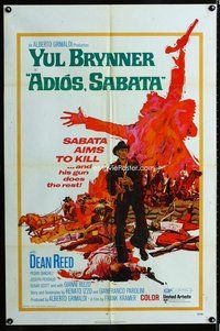 s029 ADIOS SABATA one-sheet movie poster '71 Yul Brynner aims to kill!