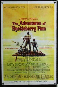 s033 ADVENTURES OF HUCKLEBERRY FINN one-sheet movie poster '60 Mark Twain