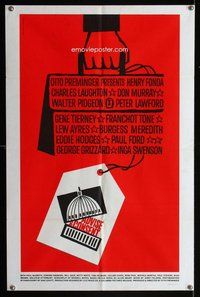 s034 ADVISE & CONSENT one-sheet movie poster '62 classic Saul Bass artwork!