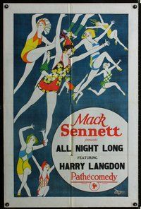 s044 ALL NIGHT LONG stock 1sh '24 Frank Capra, sexy flapper girls art!