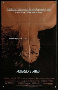 s049 ALTERED STATES foil one-sheet movie poster '80 William Hurt, Chayefsky