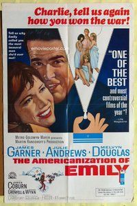 s057 AMERICANIZATION OF EMILY one-sheet movie poster '64 Garner, Andrews