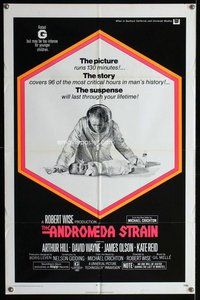 s064 ANDROMEDA STRAIN one-sheet movie poster '71 Michael Crichton, Wise