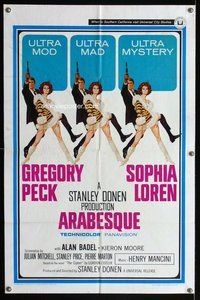 s075 ARABESQUE one-sheet movie poster '66 Gregory Peck, Sophia Loren