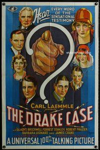 s001 DRAKE CASE one-sheet movie poster '29 great stone litho pointing hand!