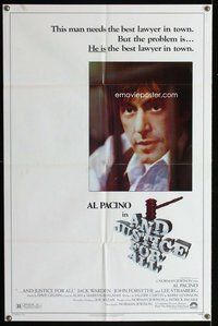 s061 AND JUSTICE FOR ALL one-sheet movie poster '79 Al is out of order!