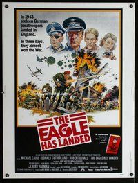 t028 EAGLE HAS LANDED Thirty by Forty movie poster '77 Michael Caine, WWII!